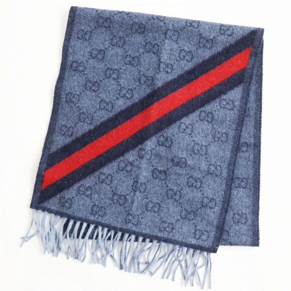 Gucci Wool Alpaca GG Pattern Fringe Scarf - Picture 1 of 6